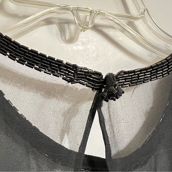 A.J. Bari Womens Vintage Beaded Silk Asymmetric Gown 4 Black Event Formal Gala - Picture 10 of 12